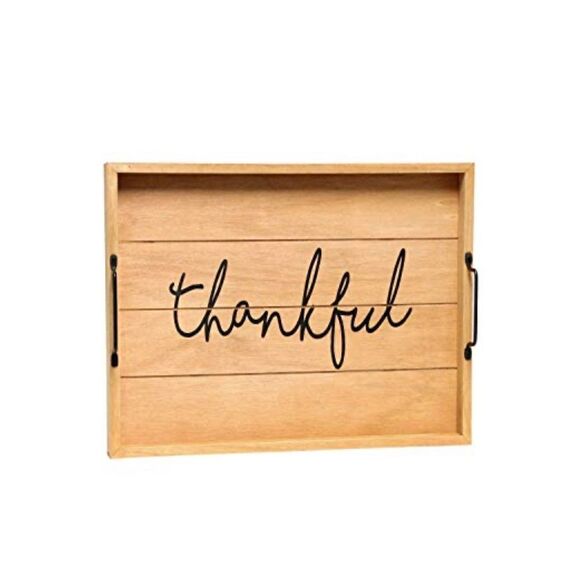 Elegant Designs HG2000-NTF Decorative Wood Serving Tray w/ Handles, 15.5… - Picture 1 of 3